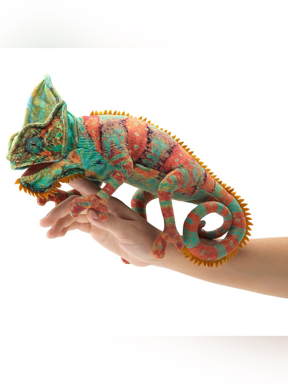 Folkmanis Small Chameleon Turquoise & Orange